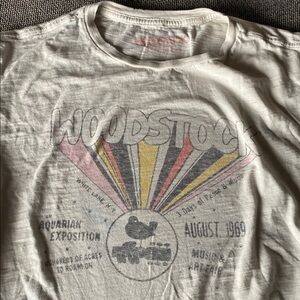 Lucky Brand Woodstock Graphic Short Sleeve Tee distressed Women sz Med